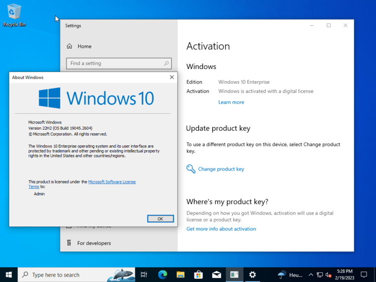 Windows 10 Pro 22H2 build 19045.5737 Preactivated April 2025