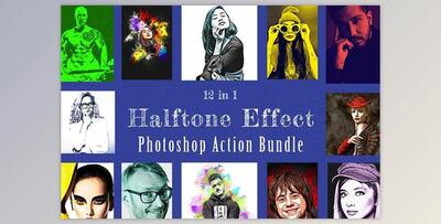 Halftone Effect PS Action Bundle CreativeMarket - 10976163
