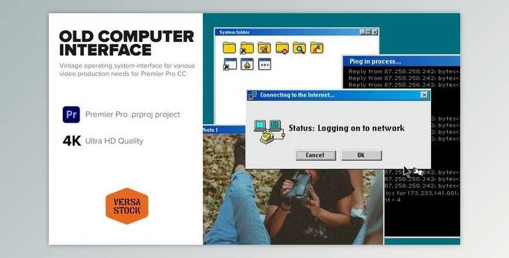Old Computer Dial Up Interface 4K (Videohive 52201785) - PR Project
