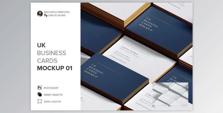 UK Business Cards Mockup 01 (PNG, PDF, PSD)