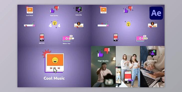 Internet Browser Interface Icons And Titles for After Effects (Videohive 52490612) - AE Project
