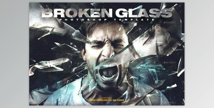 Broken Glass Photoshop Template By amorjesu