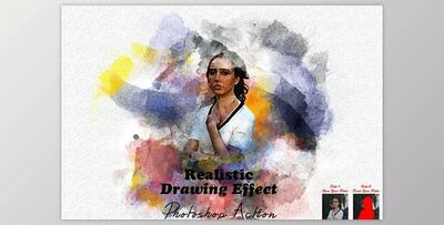 Realistic Drawing Effect PS Action CreativeMarket - 10192690