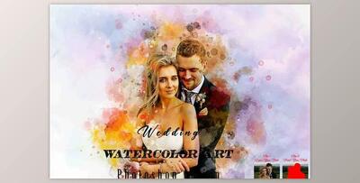 Wedding Watercolor Art Photoshop Action Creativemarket - 11013805