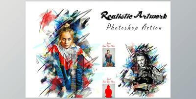 Realistic Artwork Photoshop Action CreativeMarket - 7140795