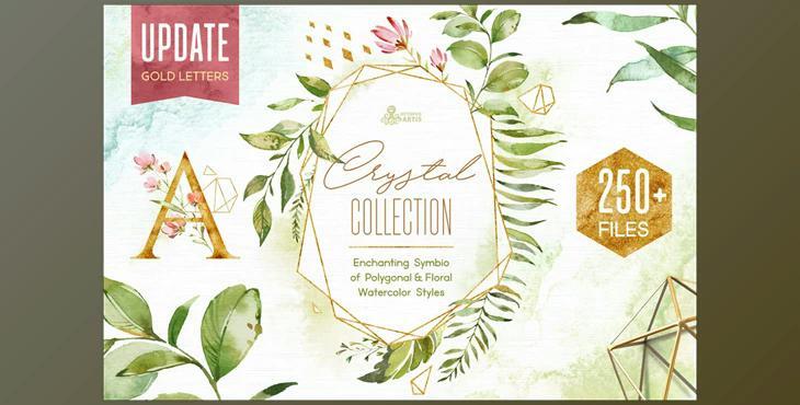 Crystal Floral & Polygonal Bundle CreativeMarket-1984341