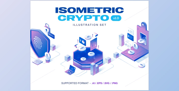 UI8 – Currency – Cryptocurrency Isometric Illustration Set