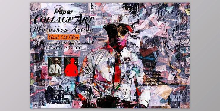 Paper Collage Art Photoshop Action - 92026506