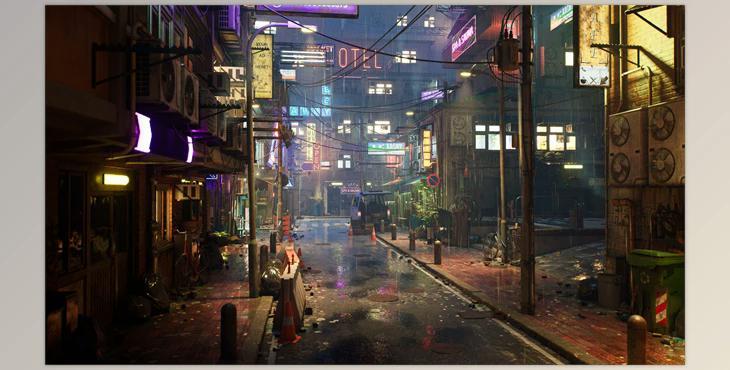 Unreal engine - Rainy Neon Streets v5.1