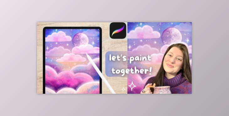 Painting In Procreate – Paint A Dreamy Cloudscape – Brushes, Color Palette, + Canvas Included