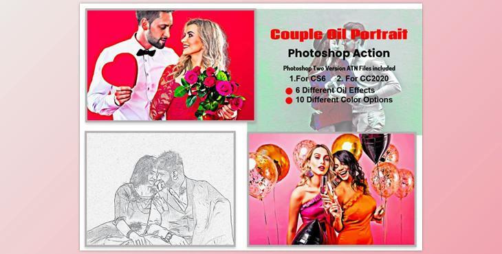 Couple Oil Portrait Photoshop Action CreativeMarket-5871930