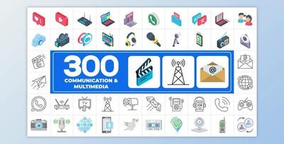 300 Icons Pack – Communication & Multimedia (Videohive 45702016) - AE Project