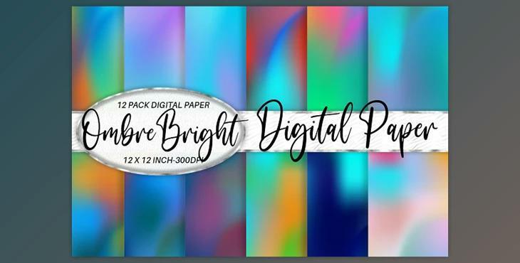 Digital Paper Gradient Bright Color Creativemarket - 10285026