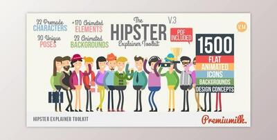 Hipster Explainer Toolkit & Flat Animated Icons Library