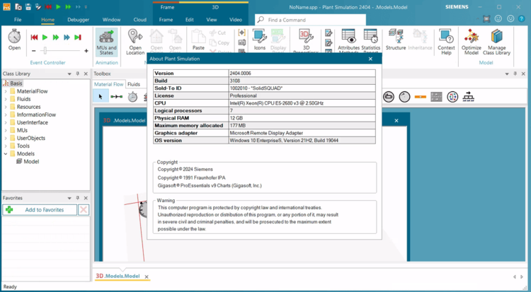 Siemens Tecnomatix Plant Simulation 2404.0012 / Process Simulate 2402