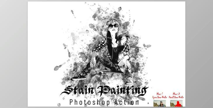 Stain Painting Photoshop Action CreativeMarket - 7395530