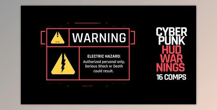 Videohive HUD Cyberpunk Warnings 40252198