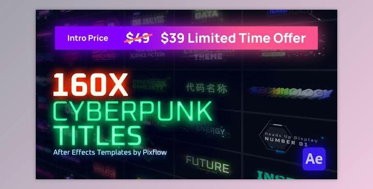 Cyberpunk Titles Lowerthirds and Backgrounds (Videohive 29740488) - AE Project