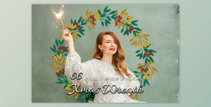 66 Xmas Wreath Photoshop Overlays