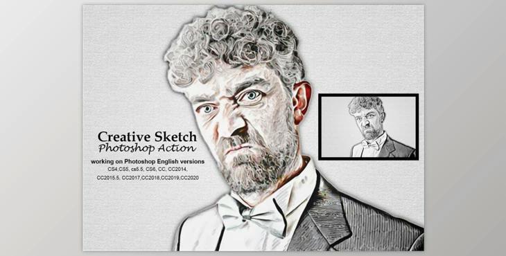Creative Sketch Photoshop Action CreativeMarket-5192355 (ATN)