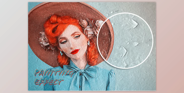 Oil Paint Photo Effect onWall Surface Mockup By SdecoretMockup (PSDT)