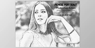 Pencil Portrait Photoshop Action CreativeMarket-5950969 (ATN)