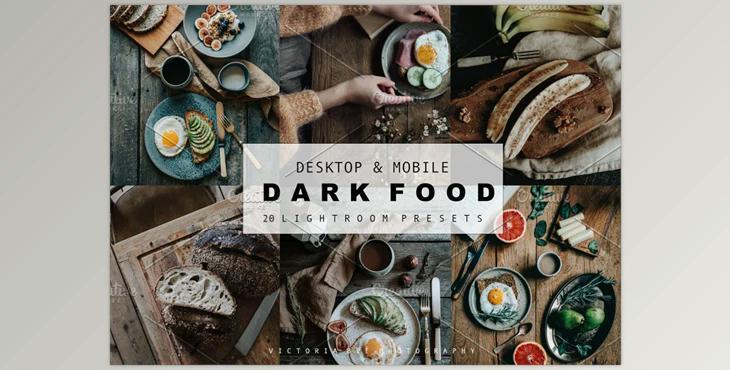 DARK FOOD LIGHTROOM PRESETS CreativeMarket-6103752 (XMP, DNG, LRTEMPLATE)