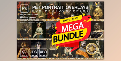 MEGA BUNDLE Royal Pet Portrait Templates by 2SUNS (JPG, PNG, ABR)