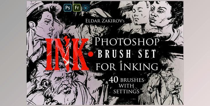ArtStation – INK 40 Photoshop Brushes for Inking (Eldar Zakirov)