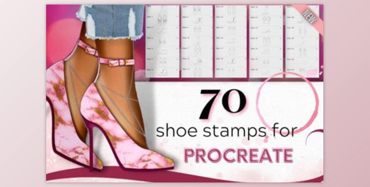 70 Shoe Stamps Brushes for Procreate