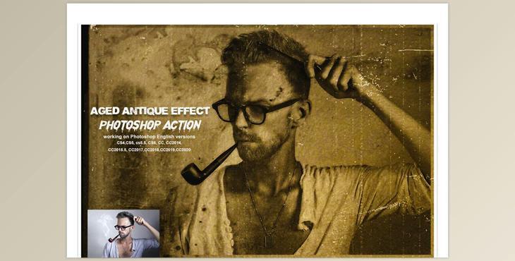 Aged Antique Effect Photoshop Action CreativeMarket-5657752 (ATN, PDF, PAT)