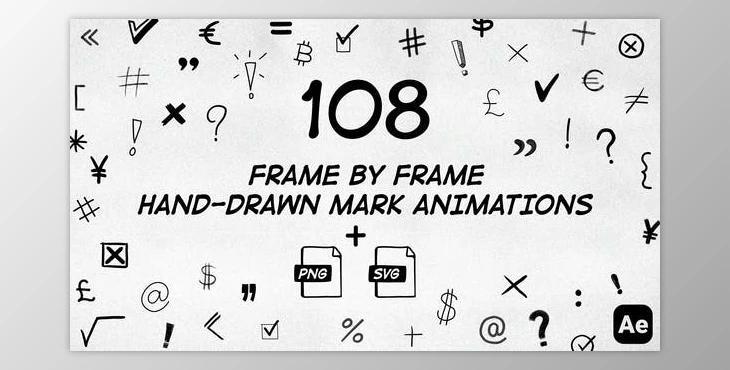 108 Frame By Frame Animated Marks Pack (Videohive 50034230) - AE Project