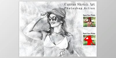 Canvas Sketch Art PS Action By Studio Retouch (ATN)