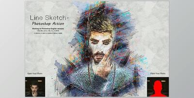 Line Sketch Photoshop Action CreativeMarket-5360753