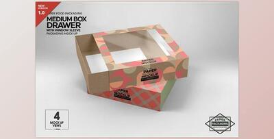 Medium Box Drawer WindowSleeve Mockup CreativeMarket 5357961