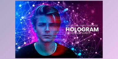 Hologram Photoshop Effect Mockup CreativeMarket - 10918835