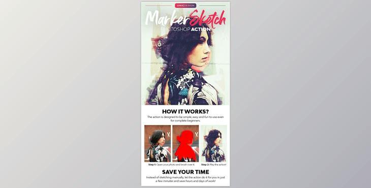 Marker Sketch Photoshop Action GraphicRiver-30819020 (PSD)