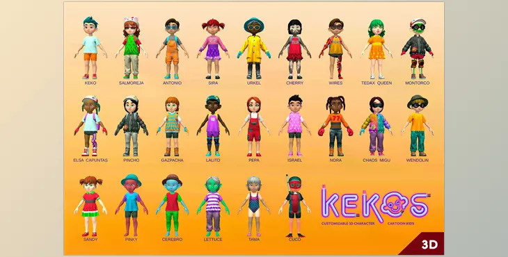 Unity Asset - KEKOS - Customizable 3D Character Cartoon Kids v1.1.0