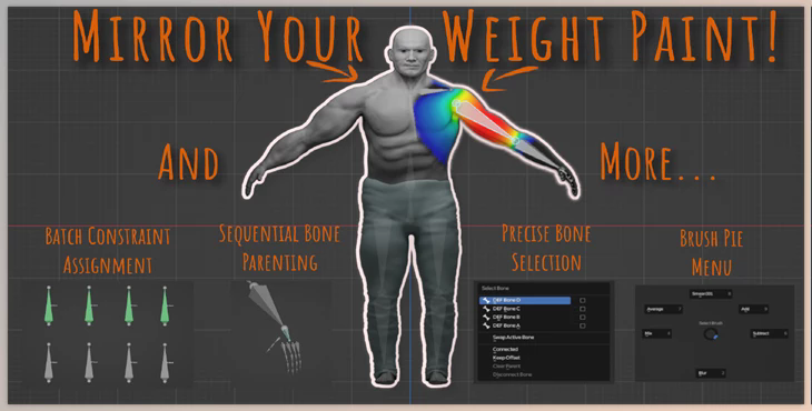 Blender Market – Weight Paint And Bones: A Blender Toolkit v1.1.0