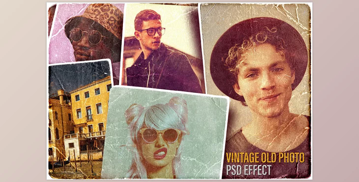 Vintage Old Photo PSD Effect - 92647789