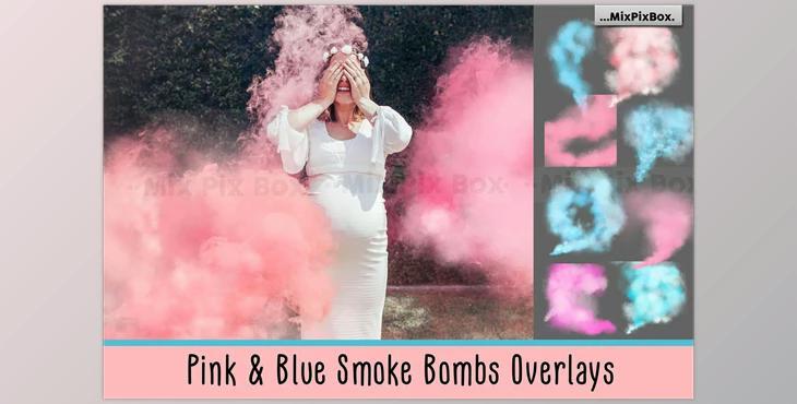 Pink and Blue Smoke Bombs Overlays CreativeMarket - 6033023