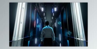Digital Payment Man in Futuristic Office Interior Moving and Activating Hologram (Videohive 47613320)