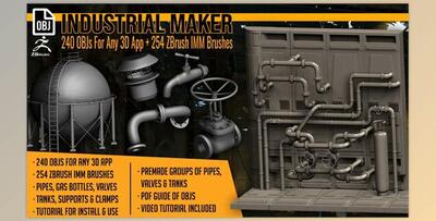 Artstation - Industrial Maker 240 OBJs and 254 ZBrush IMM Brushes