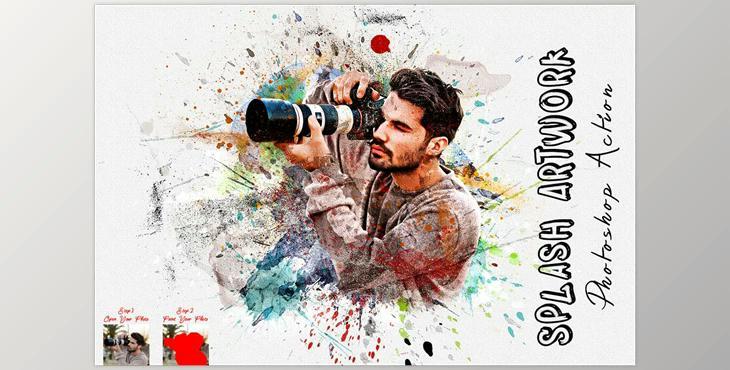 Splash Artwork Photoshop Action CreativeMarket - 7374739