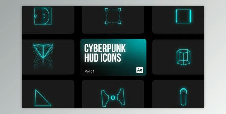 Cyberpunk HUD Icons 04 for After Effects (Videohive 44063385) - AE Project