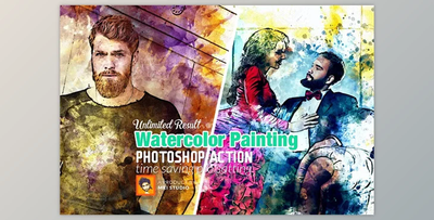 Watercolor Painting Photoshop Action Creative Market – 2587754