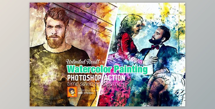 Watercolor Painting Photoshop Action Creative Market – 2587754
