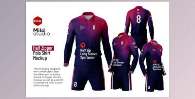 Half Zipper Polo Shirt Mockup v.02 CreativeMarket - 7463017