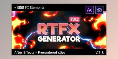 RTFX Generator (1850 FX elements) AE + Pre-rendered clips v2.8.1(Videohive 19563523)