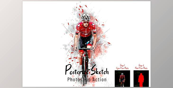 Posterize Sketch Photoshop Action CreativeMarket - 7288745